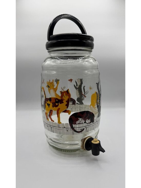 Anchor Hocking Other - Anchor Hocking Cats on Fence Vintage Beverage Tea Dispenser Glass Gallon Jug